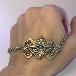 9" long Silver Plated Bracelet with Rolo Chain